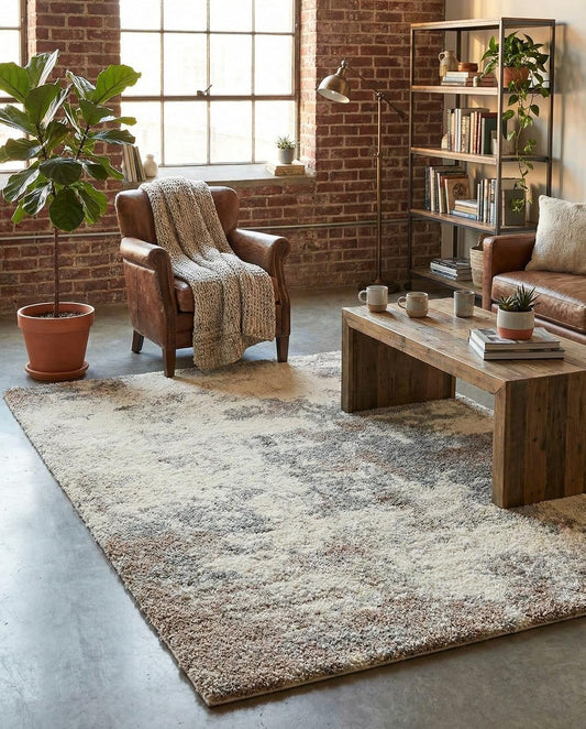 Rugs.com - Soft Touch Shag Rug – 7' 1 x 10' Khaki Shag Rug – Plush Easy-Clean Area Rug, Ideal for Bedrooms, Living Rooms, and Offices