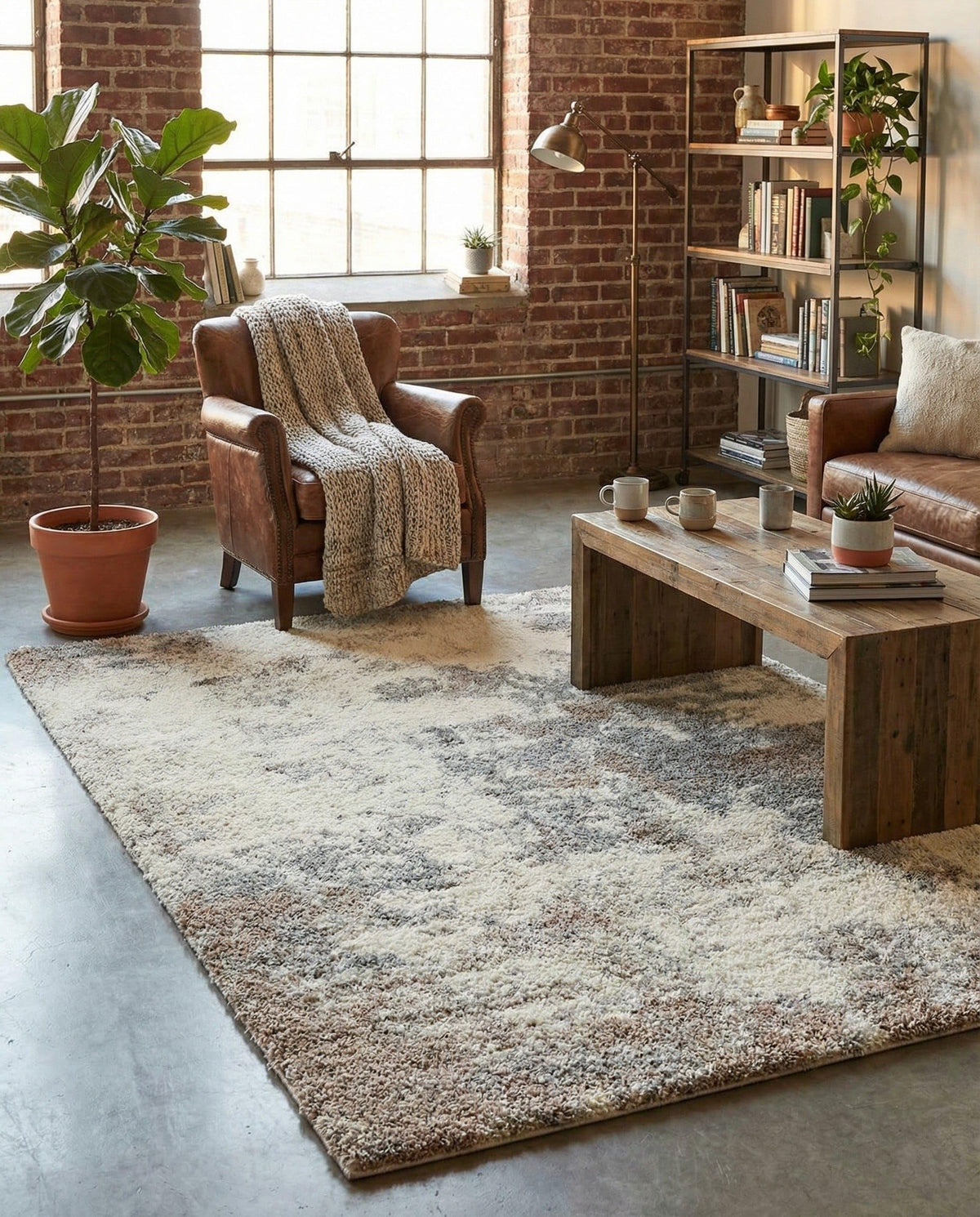 Rugs.com - Soft Touch Shag Rug – 7' 1 x 10' Khaki Shag Rug – Plush Easy-Clean Area Rug, Ideal for Bedrooms, Living Rooms, and Offices
