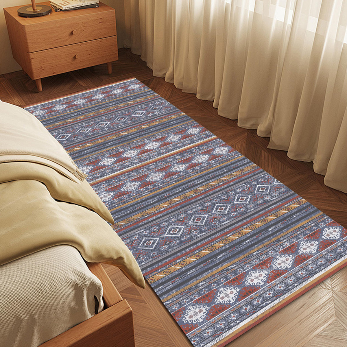 RUGSURE Washable Area Rugs 9' x 12' - 1/6 Thick - Moroccan-Inspired -Stain & Water Resistant Non-Slip - Resistant Rug for Living Room, Bedroom, Nursery, Pet & Child Friendly (Blue and Brown)