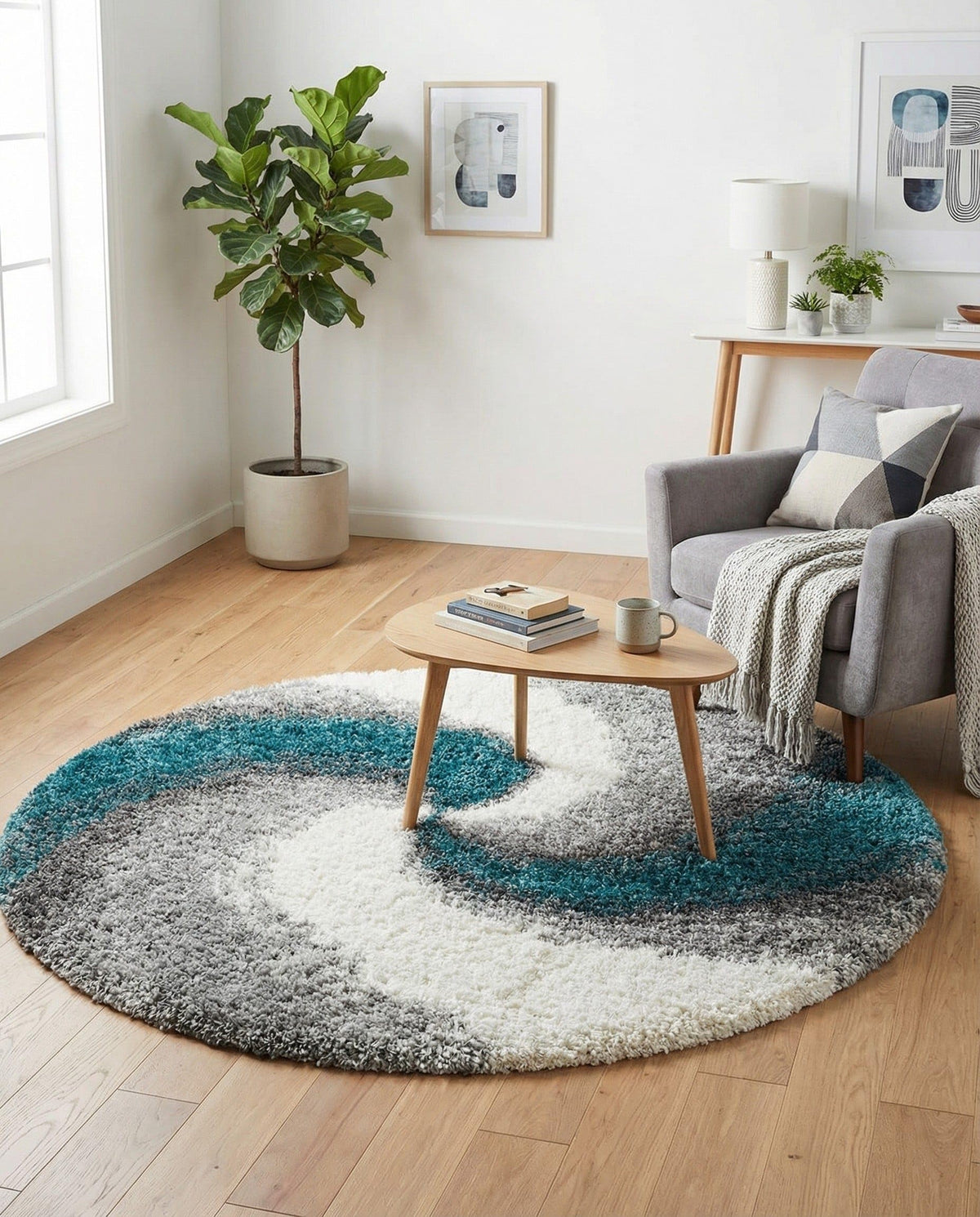 Rugs.com - Soft Touch Shag Rug – 4' 1 x 6' 1 Khaki Shag Rug – Plush Abstract Design for Bedrooms, Living Rooms, and Home Offices