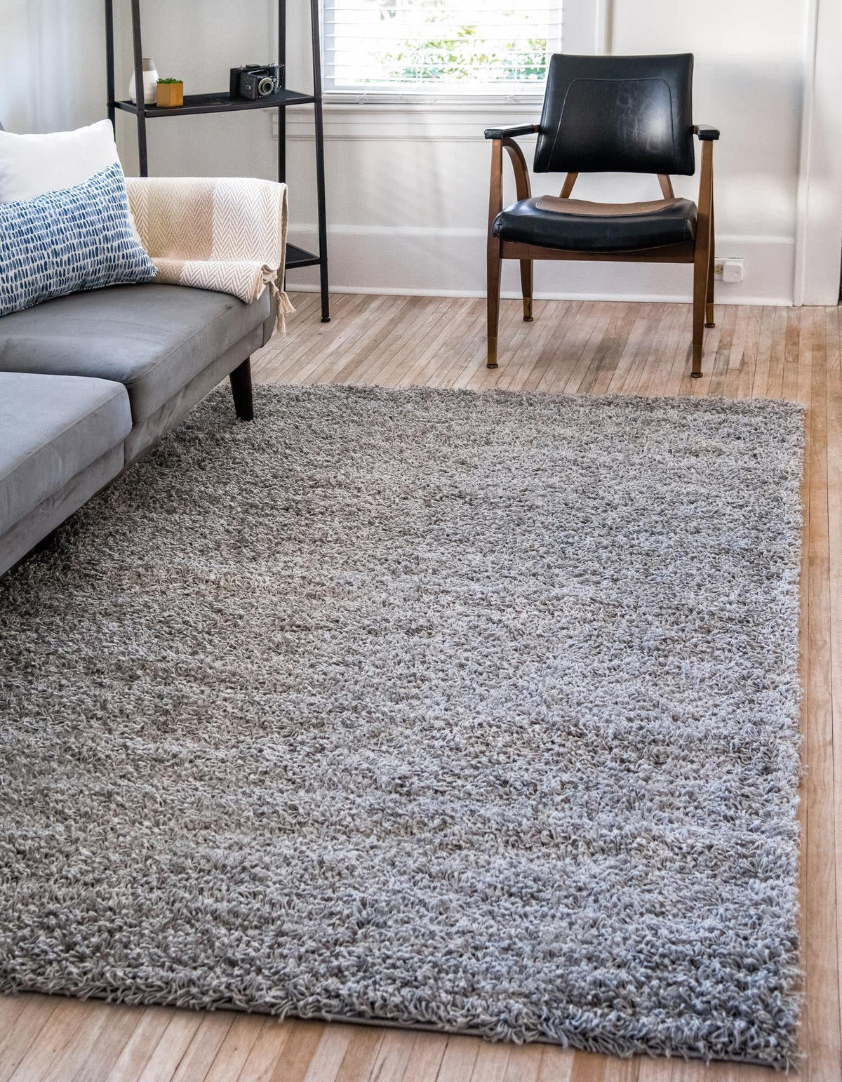 Unique Loom Solid Shag Collection Area Rug (8' x 10' Rectangle, Sandy Brown)