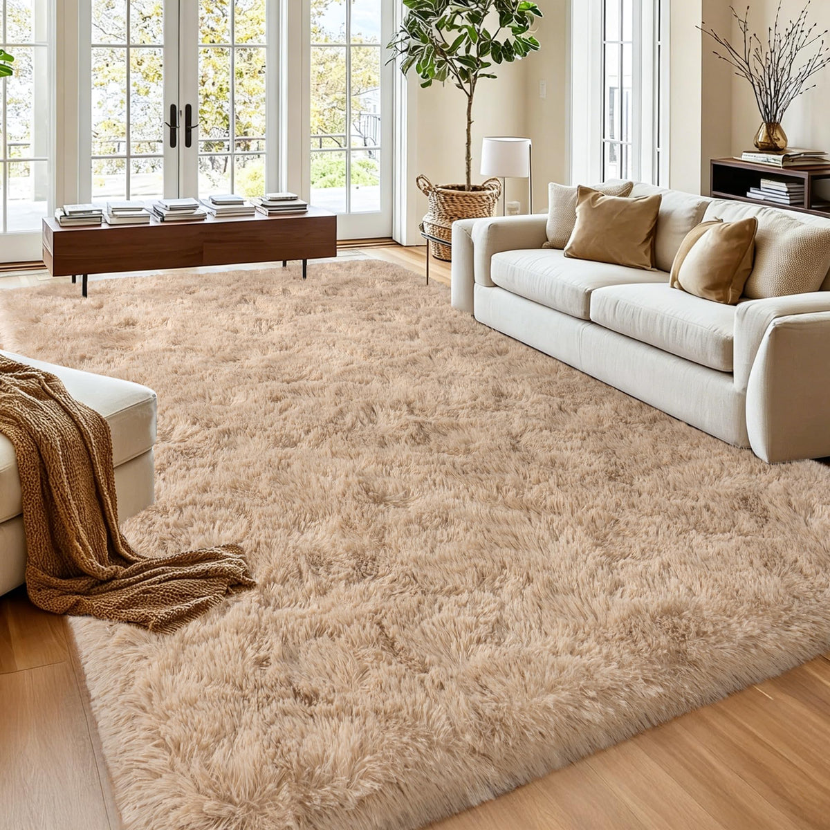 Mugorn 8x10 Area Rugs for Living Room, Large Fluffy Cream White Rugs