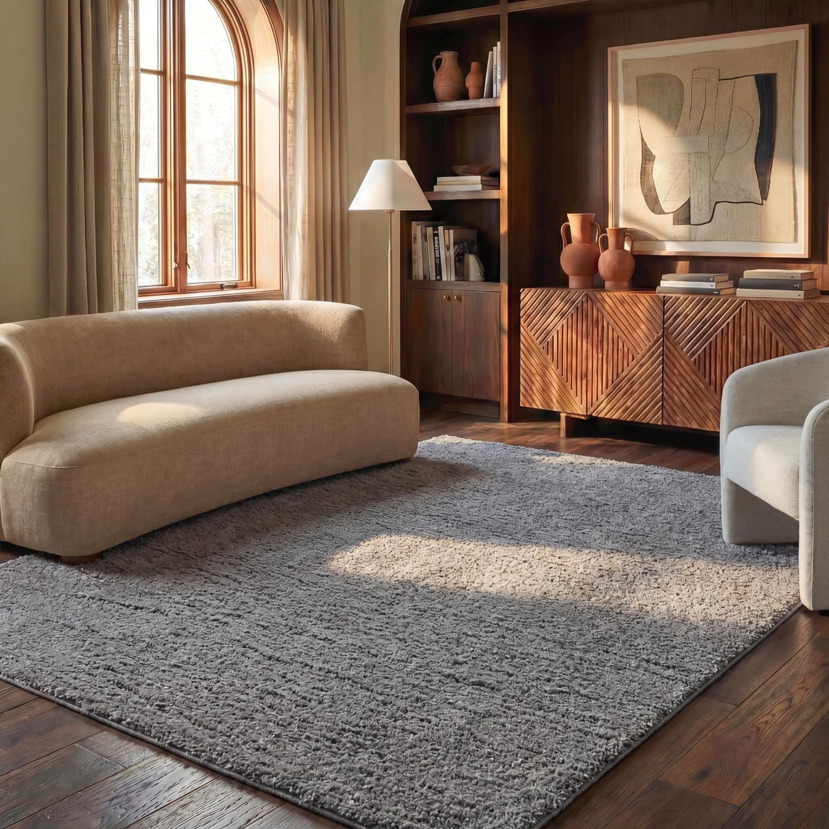 SAFAVIEH Lindsay Shag Collection Area Rug - 4' x 6', Green, Contemporary Design, Ideal for High Traffic Areas in Living Room, Bedroom & Dining Room (LNS560Y-4)