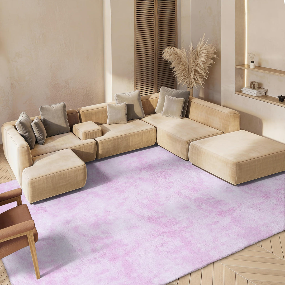 SAFAVIEH Rainbow Shag Collection Area Rug - 8' x 10', Light Beige, Slip Resistant, Non-Shedding & Easy Care, 1.6-inch Thick, Ideal for Living Room, Bedroom, Home Office, Dining Space (RBO100A-8)