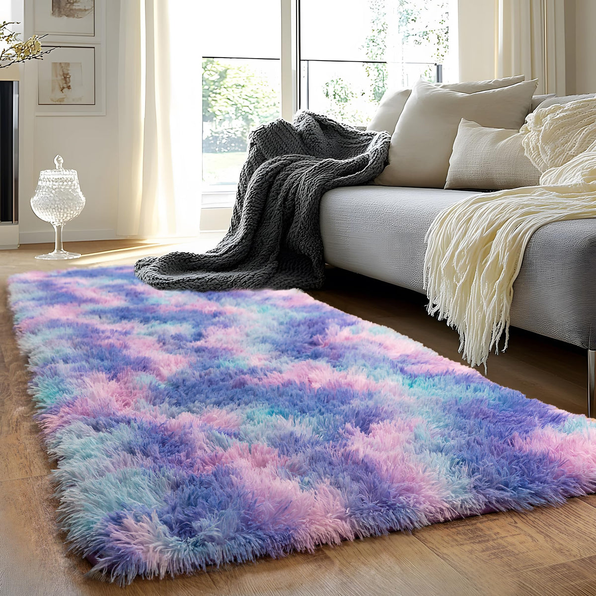 8x10 Area Rugs for Living Room, Ultra Soft Large Shag Black Bedroom Rug Upgrade Non-Slip Plush Modern Fluffy Carpet for Kids Boys Girls Room Home Decor Aesthetic
