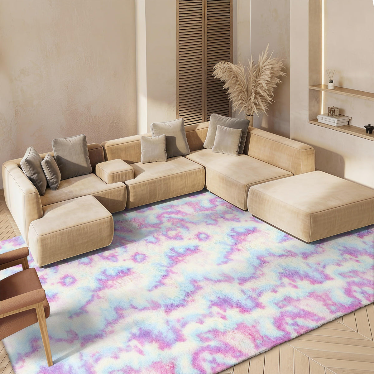SAFAVIEH Rainbow Shag Collection Area Rug - 8' x 10', Light Beige, Slip Resistant, Non-Shedding & Easy Care, 1.6-inch Thick, Ideal for Living Room, Bedroom, Home Office, Dining Space (RBO100A-8)