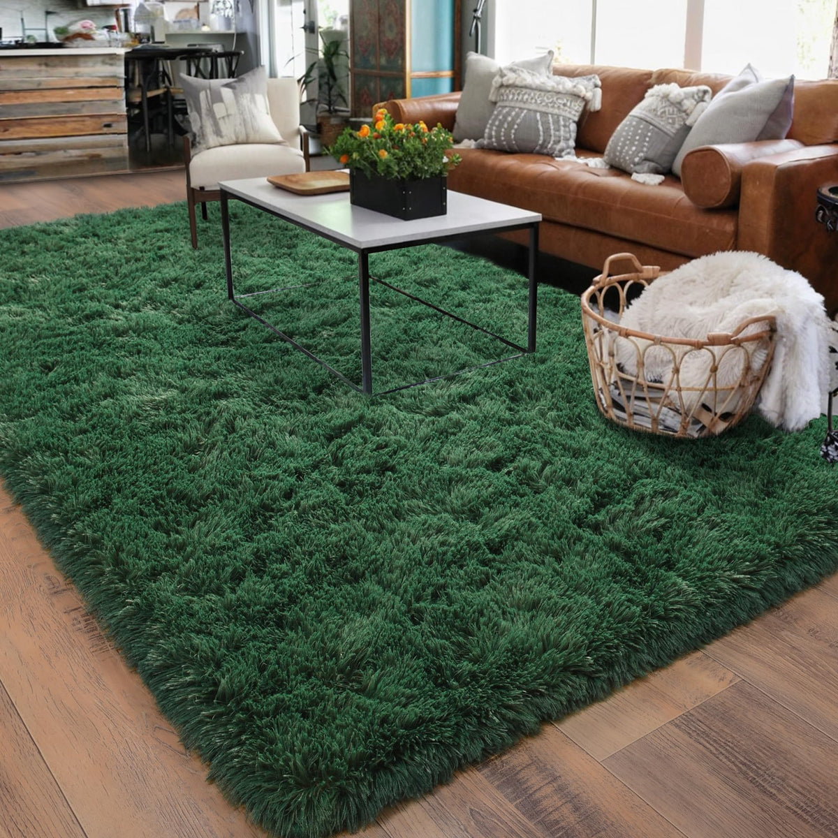 8x10 Area Rugs for Living Room, Ultra Soft Large Shag Black Bedroom Rug Upgrade Non-Slip Plush Modern Fluffy Carpet for Kids Boys Girls Room Home Decor Aesthetic