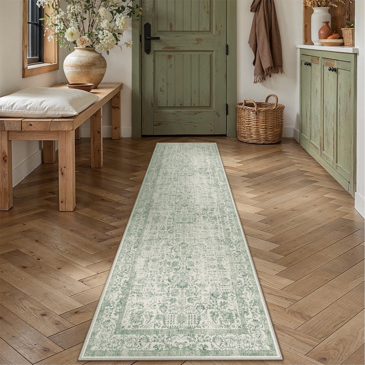 PureCozy Gray Area Rug 8x10 Vintage Floral