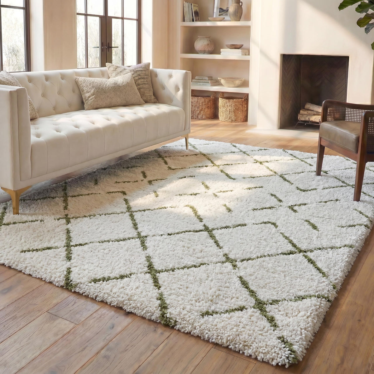 SAFAVIEH Arizona Shag Rug 5'1"x7'6", Soft Plush Ivory & Beige ASG743A