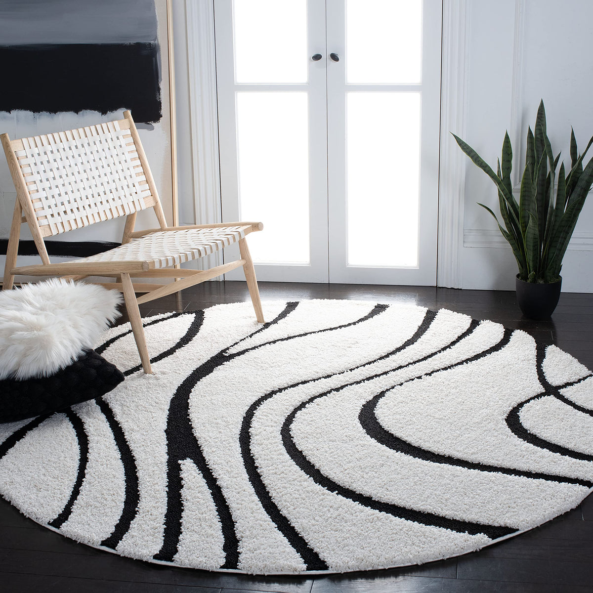SAFAVIEH Florida Shag Rug 6'x9', Soft Plush Modern Cream & Beige SG471-1113