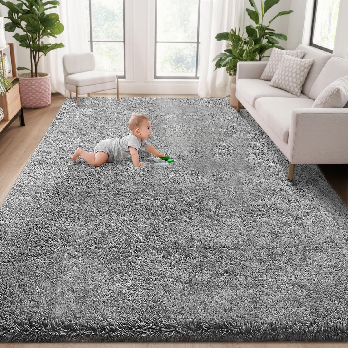 8x10 Area Rugs for Living Room: Fluffy Shag Soft Washable Rug Large Fuzzy Plush Indoor Carpet for Bedroom Nursery Playroom Kids Girls Boys Room (Camel, 8'x10')