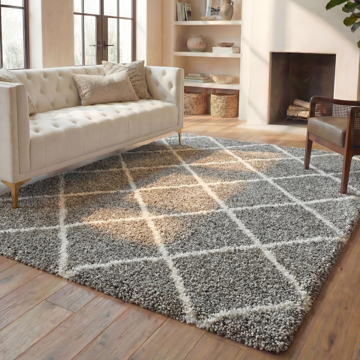 SAFAVIEH Hudson Shag Rug 8'x10', Soft Plush Moroccan Ivory & Beige SGH281D