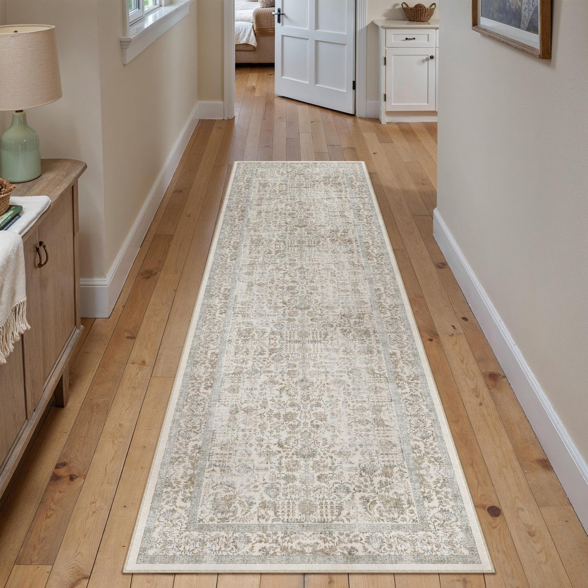 PureCozy Gray Area Rug 8x10 Vintage Floral