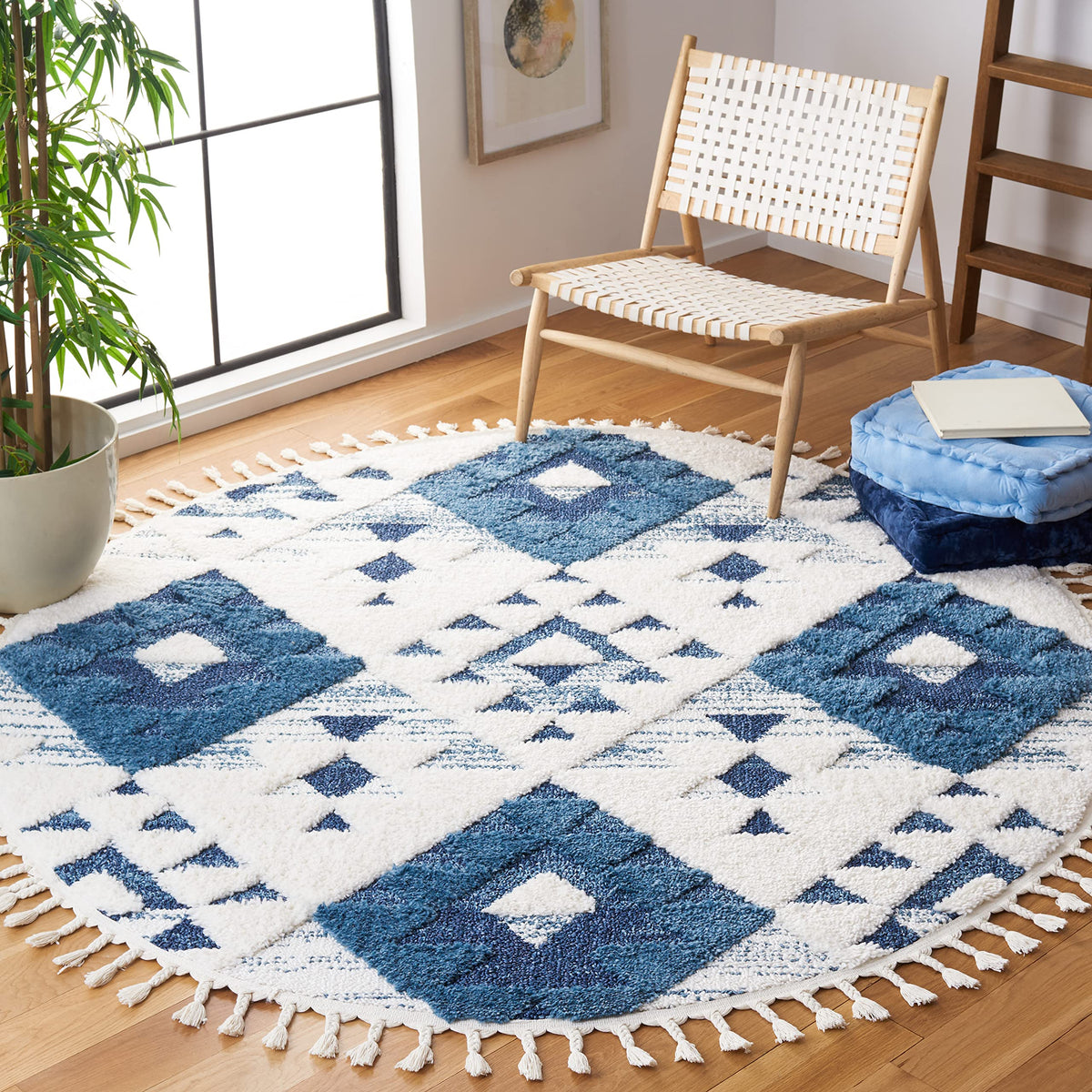SAFAVIEH Moroccan Tassel Shag Rug 5'3"x7'6", Ivory & Brick Rust MTS688P