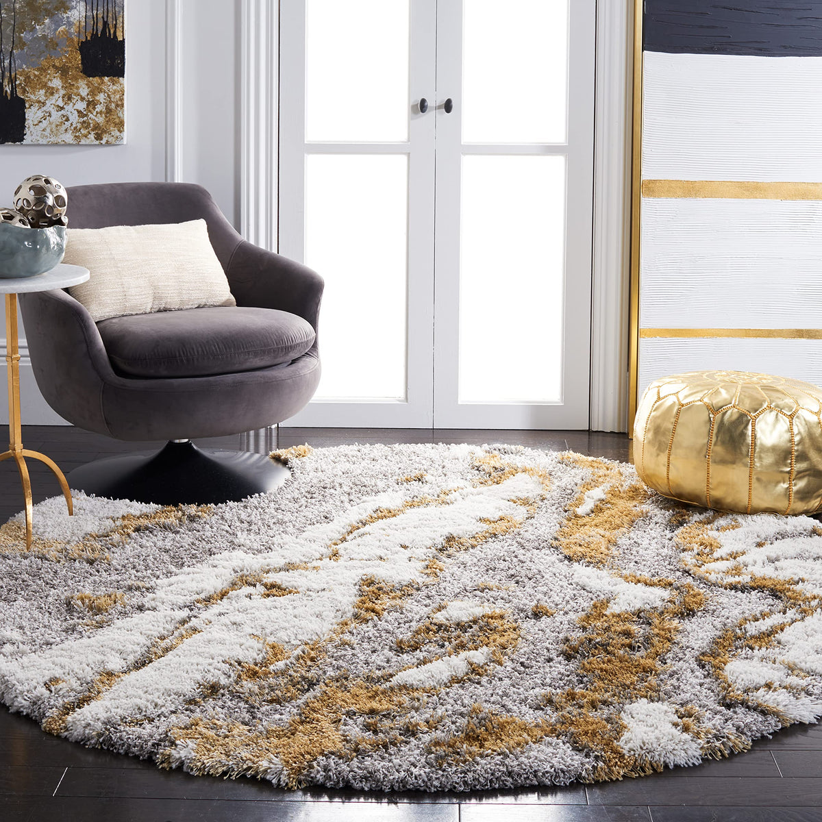 SAFAVIEH Horizon Shag Rug 4'x6', Soft Plush Modern Grey & Blue HZN890G