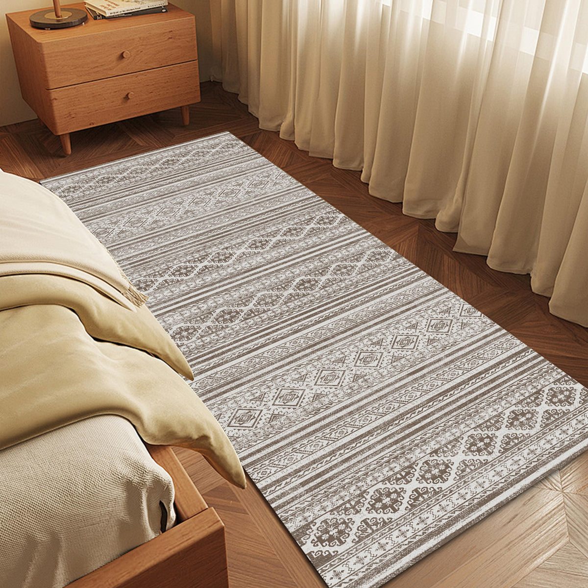 RUGSURE Washable Area Rugs 9' x 12' - 1/6 Thick - Moroccan-Inspired -Stain & Water Resistant Non-Slip - Resistant Rug for Living Room, Bedroom, Nursery, Pet & Child Friendly (Blue and Brown)