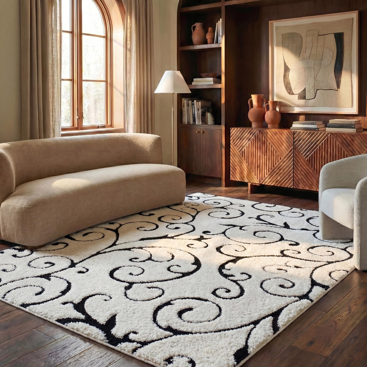 SAFAVIEH Florida Shag Rug 8'x10', Soft Plush Cream & Beige SG455-1113