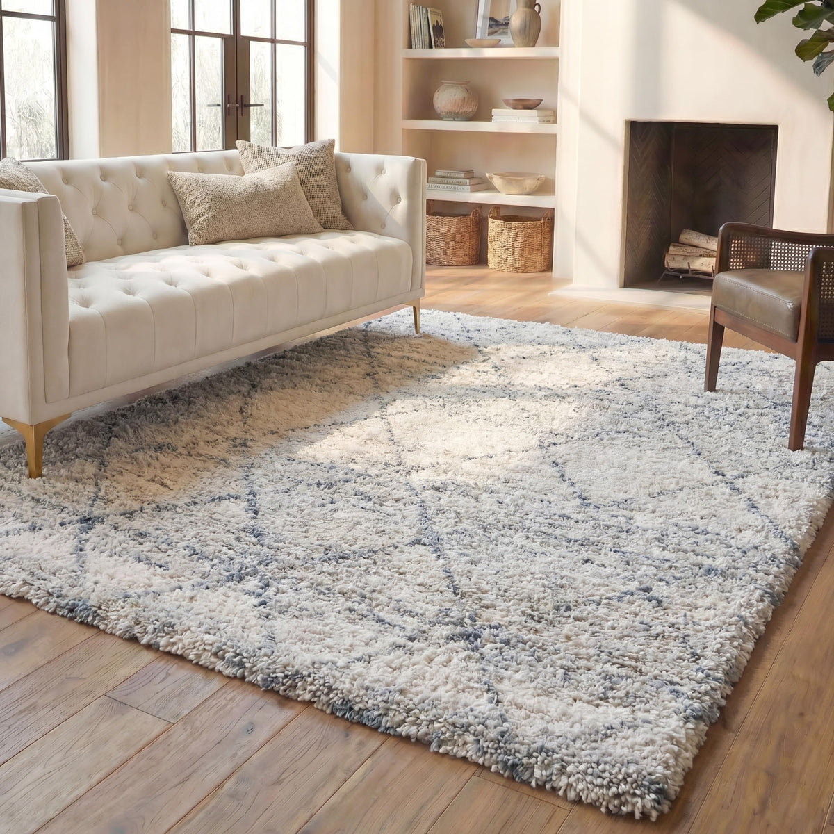 SAFAVIEH Area Rug 8x10 - Fontana Shag Collection - Large - Pink & Ivory, Modern Design, Non-Shedding & Easy Cleaning, Ultra Plush Thick Pile, Ideal for Living Room, Bedroom, Dining Space (FNT886U)
