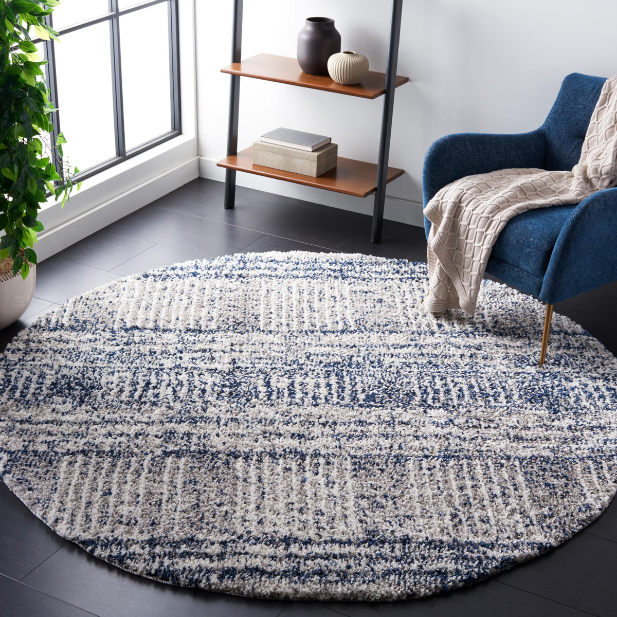 SAFAVIEH Jericho Shag Collection Area Rug - 6' x 9', Black & Rust, Non-Shedding & Easy Care, 1.2-inch Thick, Ideal for the Living Room, Dining Room, Bedroom (JER100Z-6)