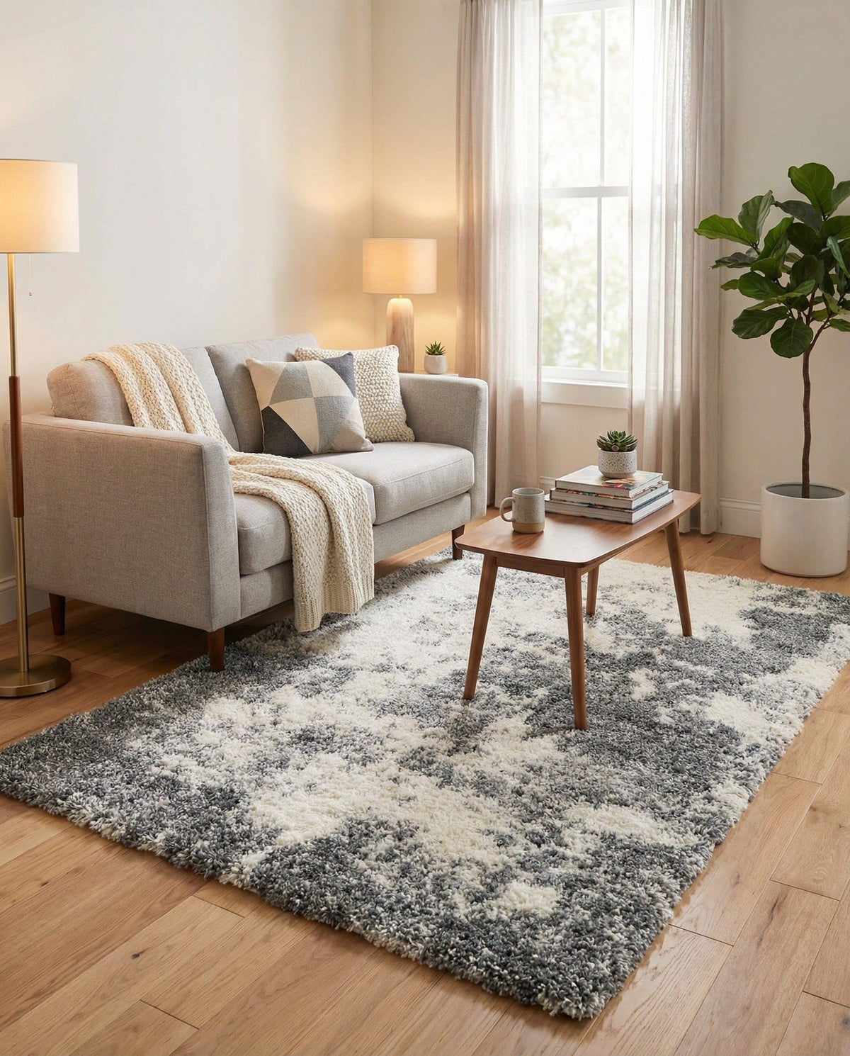 Rugs.com - Soft Touch Shag Rug – 7' 1 x 10' Khaki Shag Rug – Plush Easy-Clean Area Rug, Ideal for Bedrooms, Living Rooms, and Offices