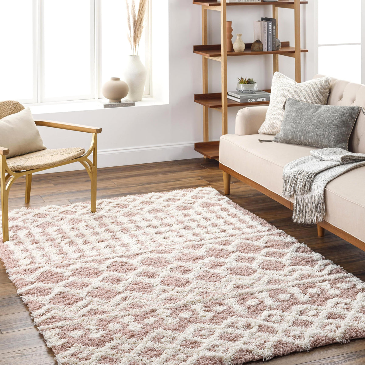 Livabliss Hapsburg Moroccan Shag Area Rug, 5'3" x 7'3", Beige