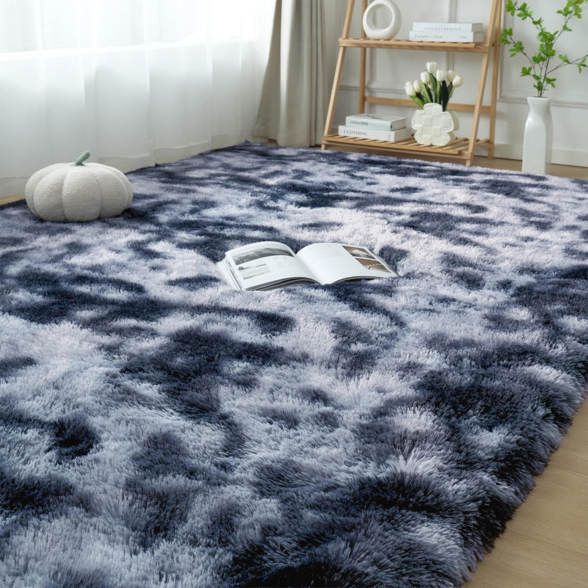 Grey Shag Rug for Living Room 6x9 - Soft Fluffy Plush Area Carpet
