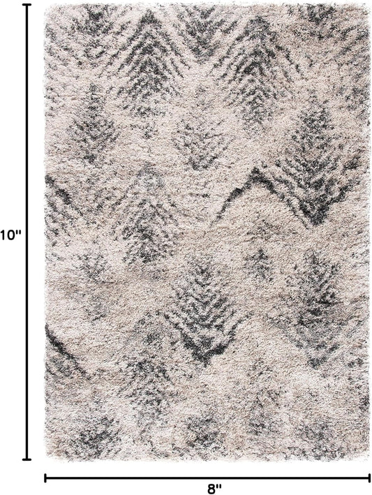 SAFAVIEH Area Rug 8x10 - Iceland Shag Collection - Large - Cream & Grey, Modern Design, Non-Shedding & Easy Cleaning, Ultra Plush Thick Pile, Ideal for Living Room, Bedroom, Dining Space (ISG514A)