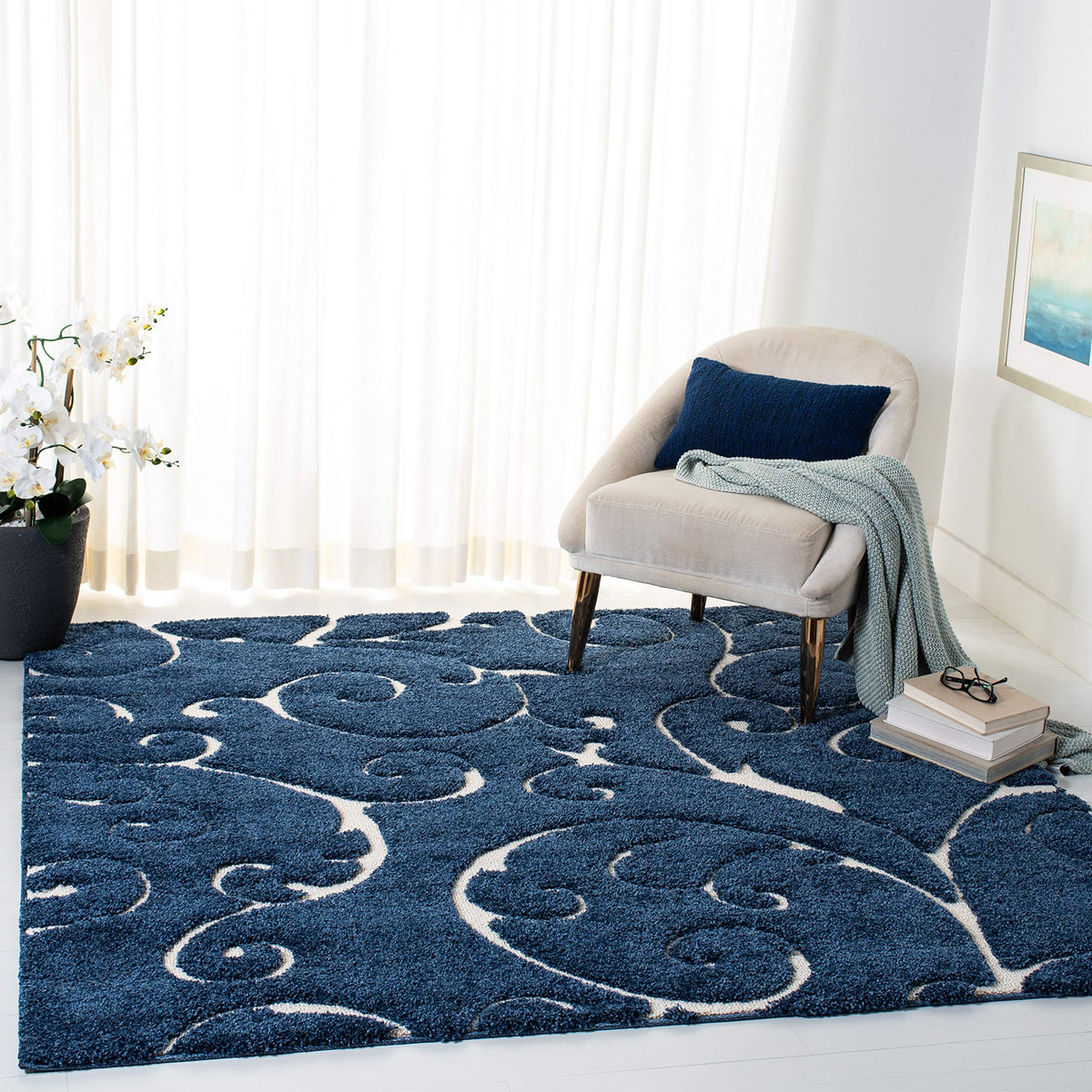 SAFAVIEH Florida Shag Rug 8'x10', Soft Plush Cream & Beige SG455-1113