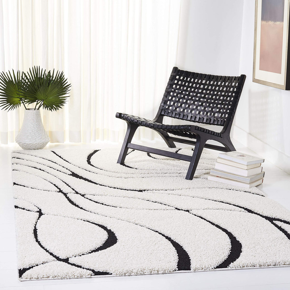 SAFAVIEH Florida Shag Rug 6'x9', Soft Plush Modern Cream & Beige SG471-1113