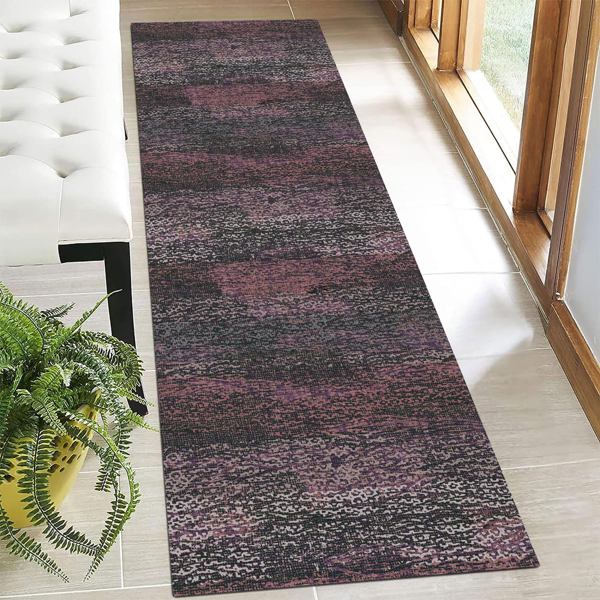 RUGSURE Washable Area Rugs 9' x 12' - 1/6 Thick - Moroccan-Inspired -Stain & Water Resistant Non-Slip - Resistant Rug for Living Room, Bedroom, Nursery, Pet & Child Friendly (Blue and Brown)