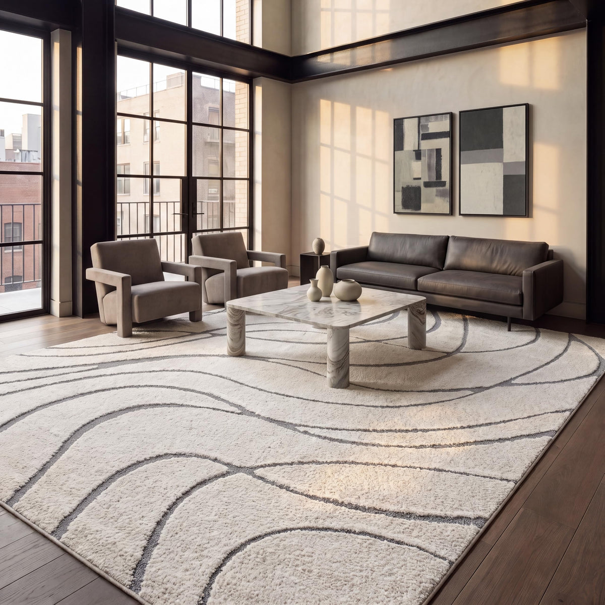 SAFAVIEH Florida Shag Rug 6'x9', Soft Plush Modern Cream & Beige SG471-1113