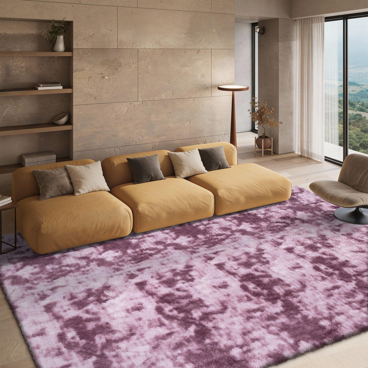 SAFAVIEH Rainbow Shag Collection Area Rug - 8' x 10', Light Beige, Slip Resistant, Non-Shedding & Easy Care, 1.6-inch Thick, Ideal for Living Room, Bedroom, Home Office, Dining Space (RBO100A-8)
