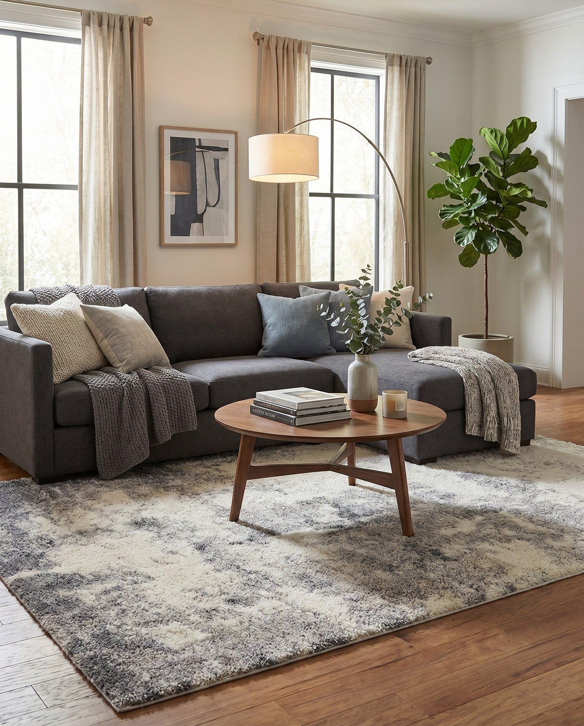 Rugs.com - Soft Touch Shag Rug – 7' 1 x 10' Khaki Shag Rug – Plush Easy-Clean Area Rug, Ideal for Bedrooms, Living Rooms, and Offices
