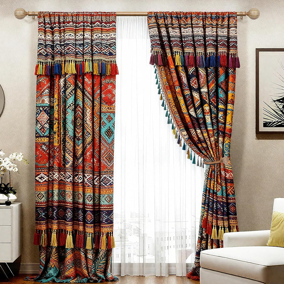 KAMANINA Wood Curtain Holdbacks 2pcs Small