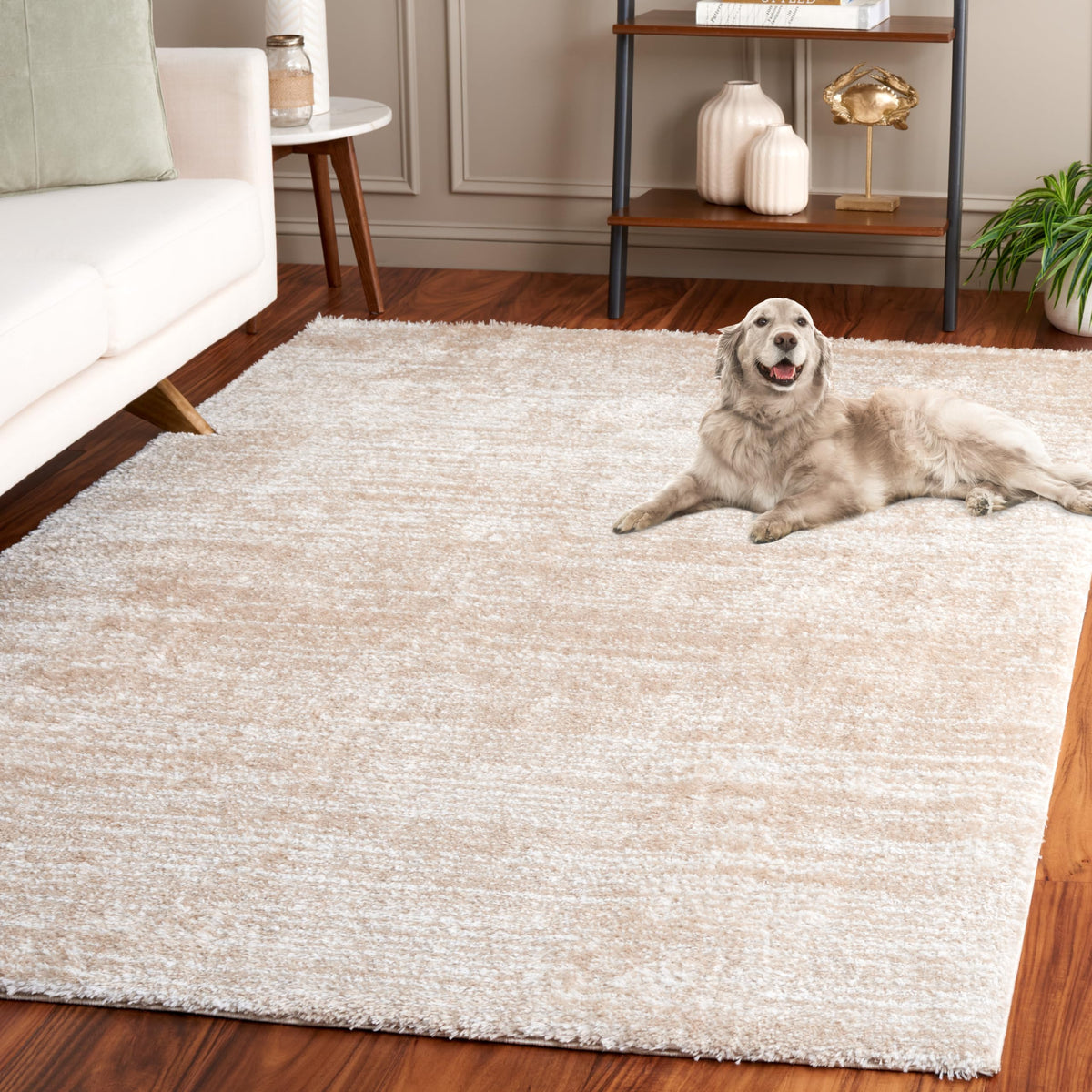 SAFAVIEH Area Rug 8x10 - Tahoe Shag Collection - Large - Blue & Ivory, Modern Design, Non-Shedding & Easy Cleaning, Plush Thick Pile, Ideal for Living Room, Bedroom, Dining Space (THO653M)