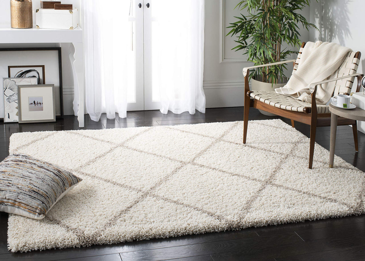 SAFAVIEH Hudson Shag Rug 8'x10', Soft Plush Moroccan Ivory & Beige SGH281D