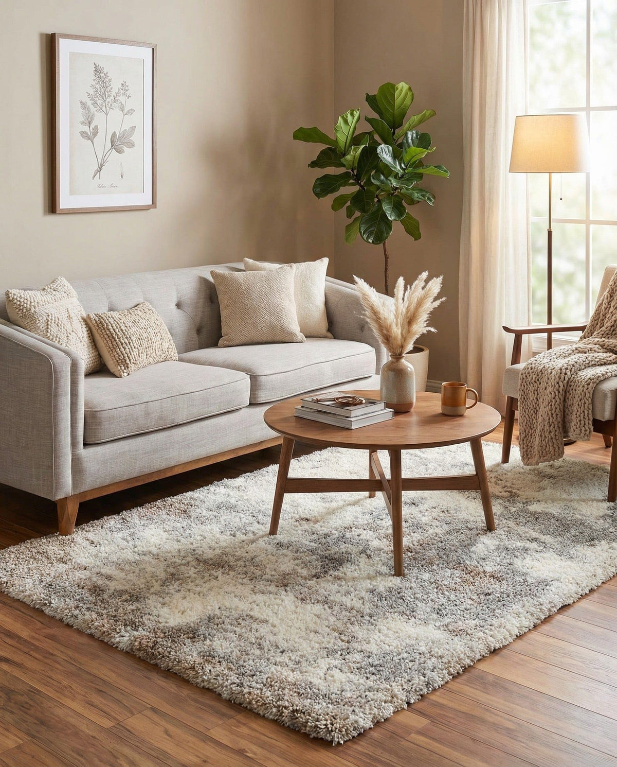 Rugs.com - Soft Touch Shag Rug – 7' 1 x 10' Khaki Shag Rug – Plush Easy-Clean Area Rug, Ideal for Bedrooms, Living Rooms, and Offices