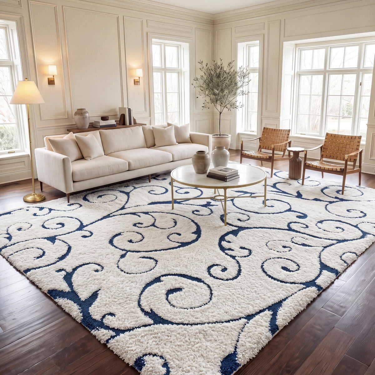 SAFAVIEH Florida Shag Rug 8'x10', Soft Plush Cream & Beige SG455-1113