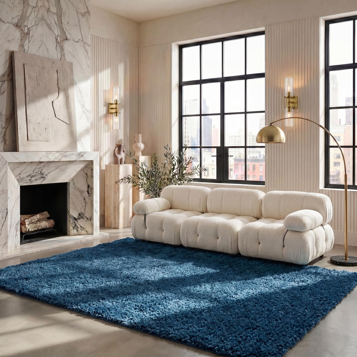 SAFAVIEH August Shag Rug 5'3"x7'6", Soft Plush Modern Ivory AUG200C