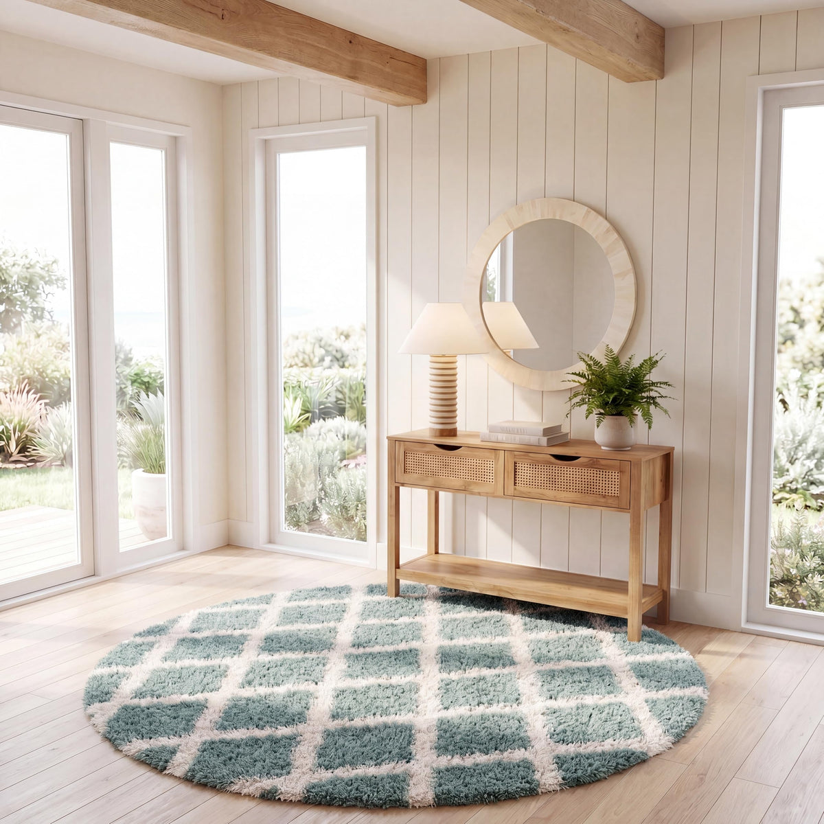 SAFAVIEH Area Rug 8x10 - Dallas Shag Collection - Large - Dark Grey & Ivory, Trellis Pattern, Non-Shedding & Easy Cleaning, Plush Thick Pile, Ideal for Living Room, Bedroom, Dining Space (SGDS258A)
