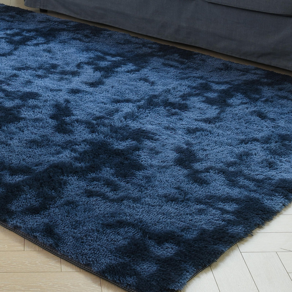 duduta Navy Blue Fluffy Bedroom Rug 3x5 ft, Tie-Dye Shag Plush Area Rug