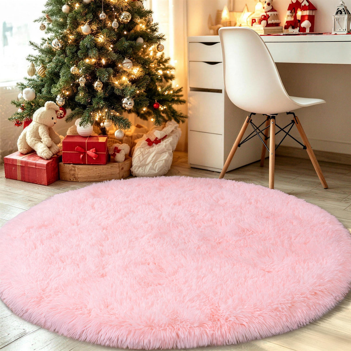 8x10 Abstract Blue Fluffy Rug for Bedroom Living Room Washable Non-Slip