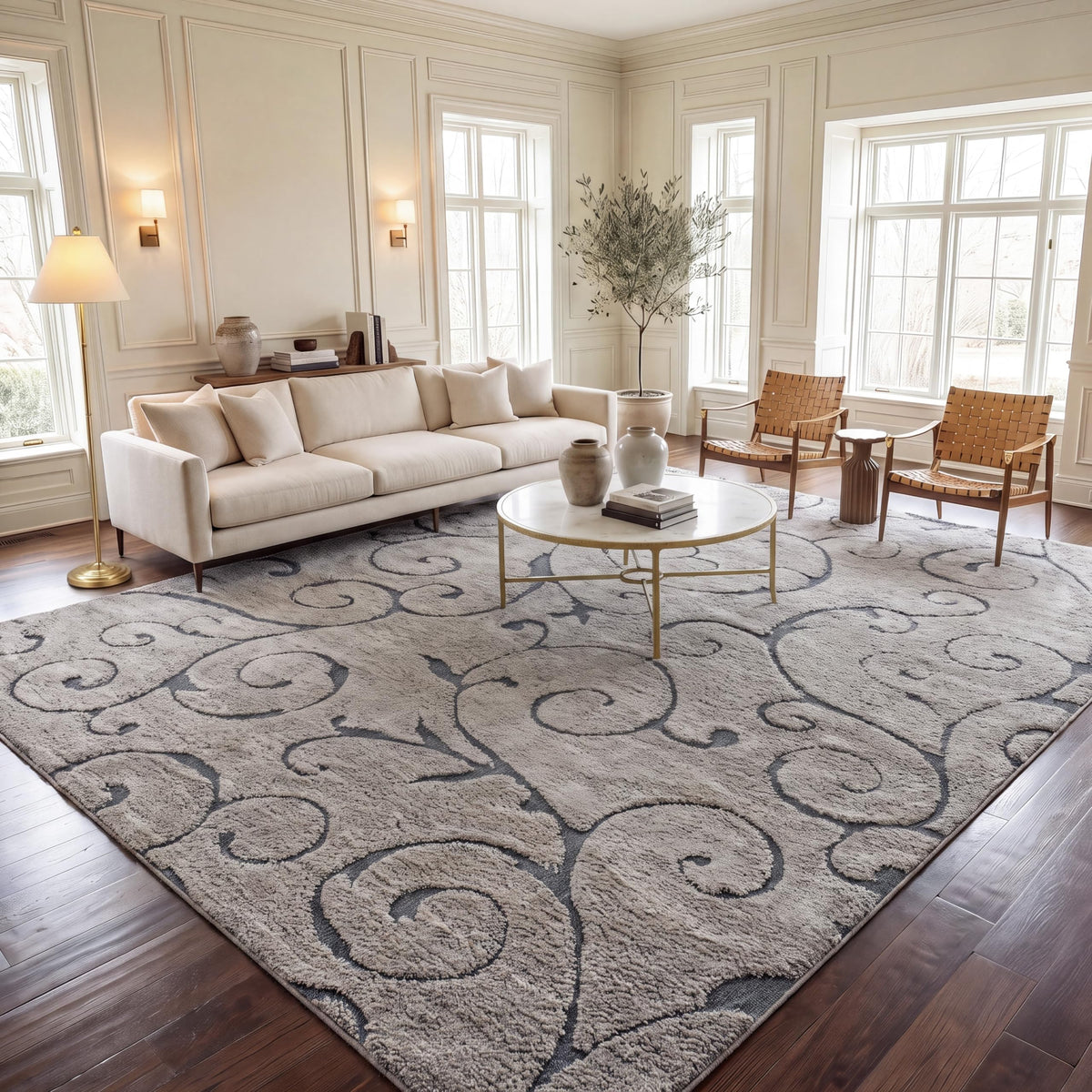 SAFAVIEH Florida Shag Rug 8'x10', Soft Plush Cream & Beige SG455-1113