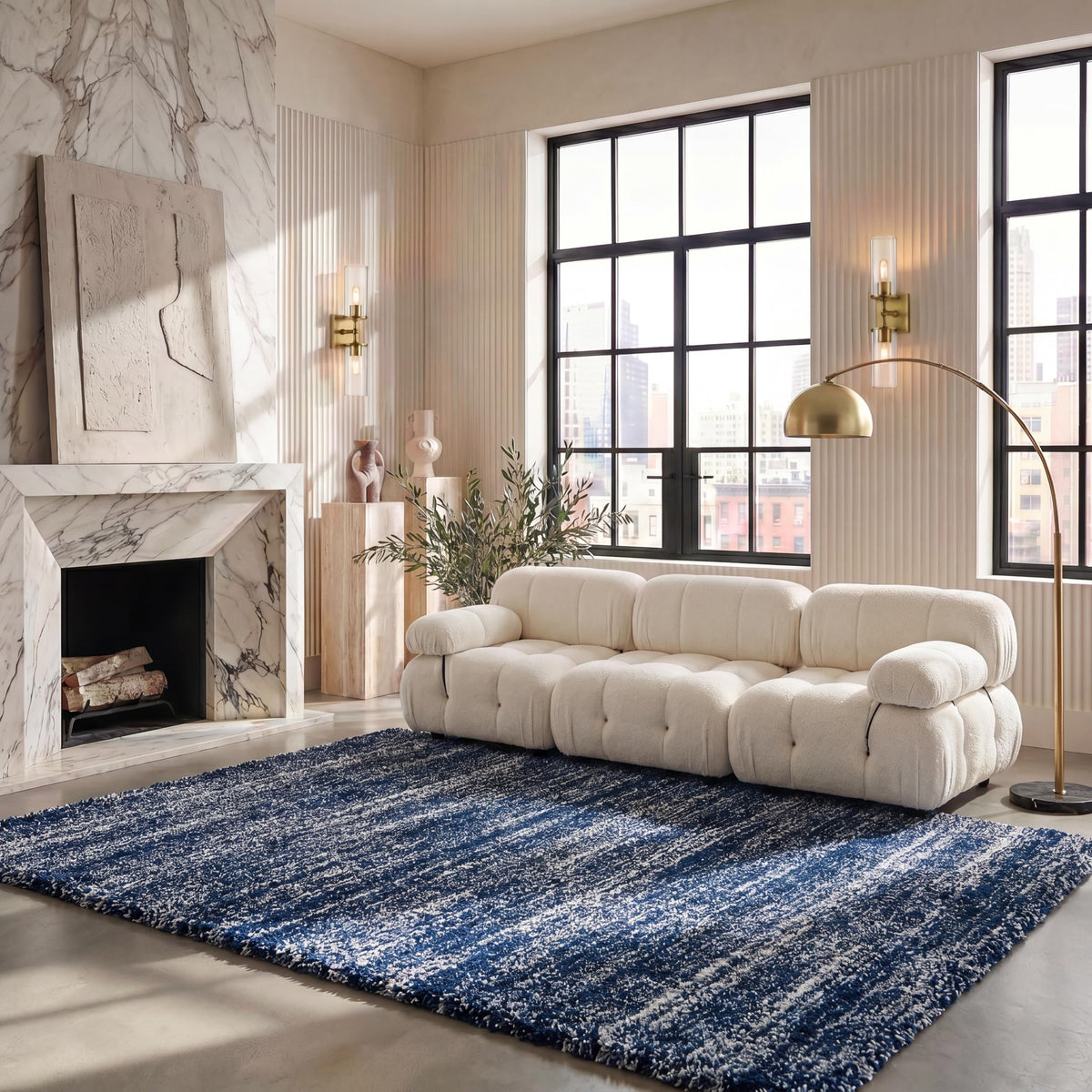 SAFAVIEH Hudson Shag Rug 10x14, Plush X-Large Ivory & Grey SGH295B