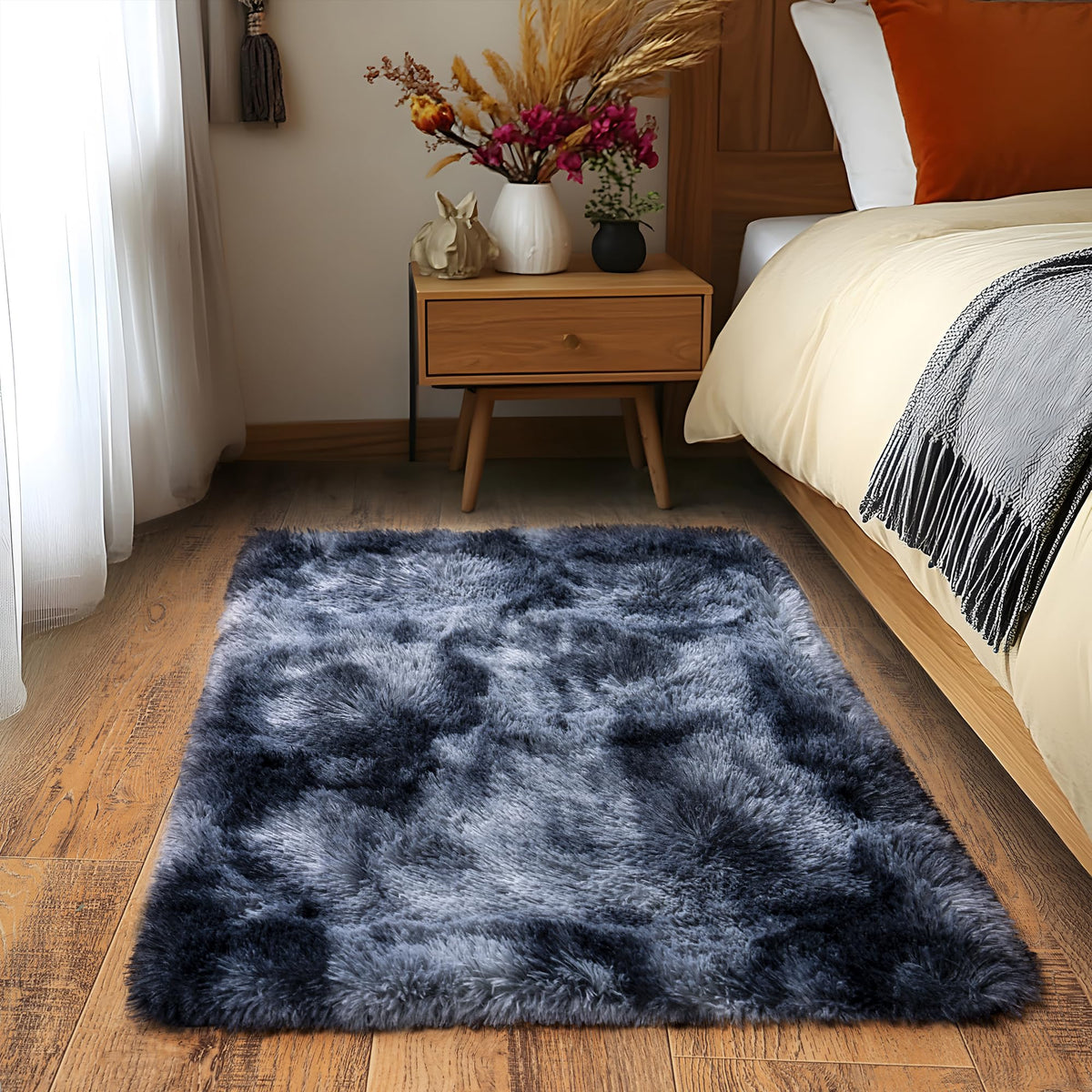 8x10 Area Rugs for Living Room, Ultra Soft Large Shag Black Bedroom Rug Upgrade Non-Slip Plush Modern Fluffy Carpet for Kids Boys Girls Room Home Decor Aesthetic