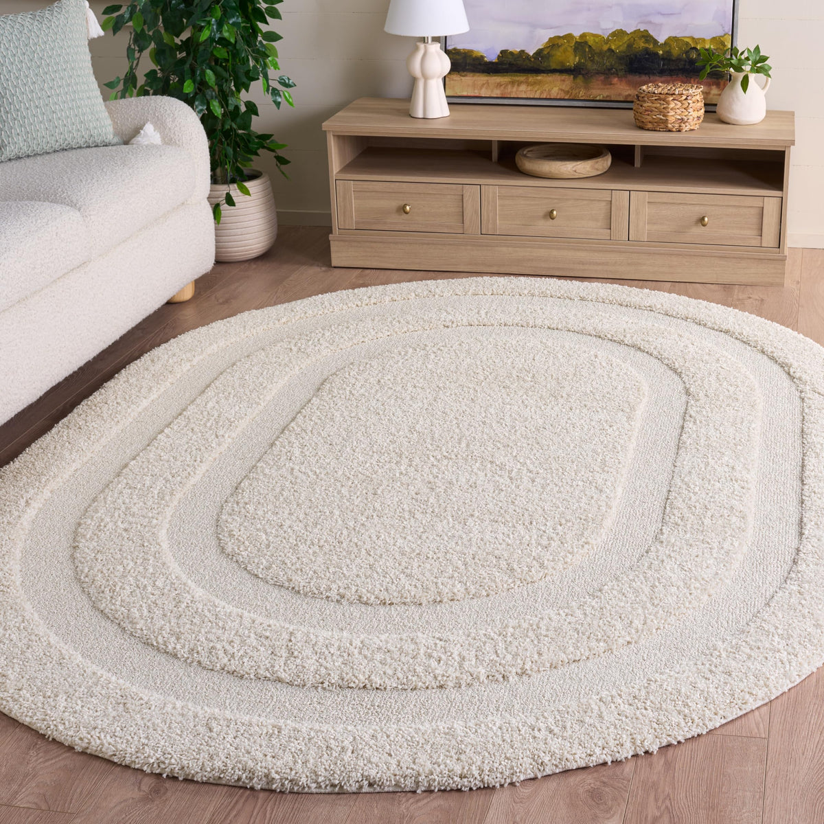 SAFAVIEH Florida Shag Rug 8'x10', Soft Plush Modern Cream SG454-1111