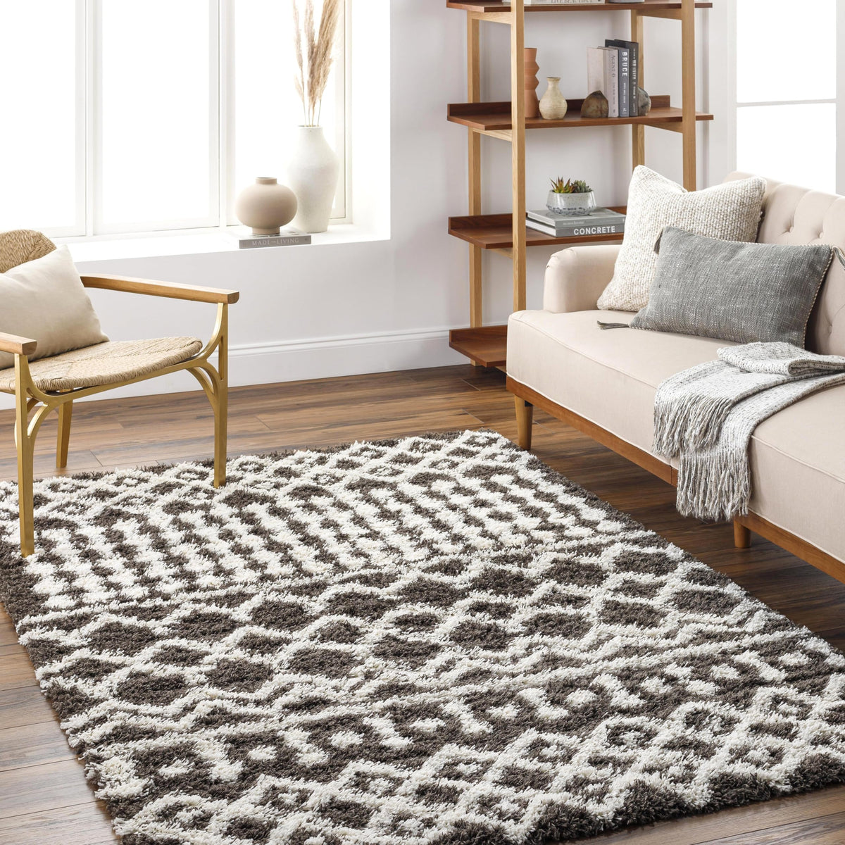 Livabliss Hapsburg Moroccan Shag Area Rug, 5'3" x 7'3", Beige