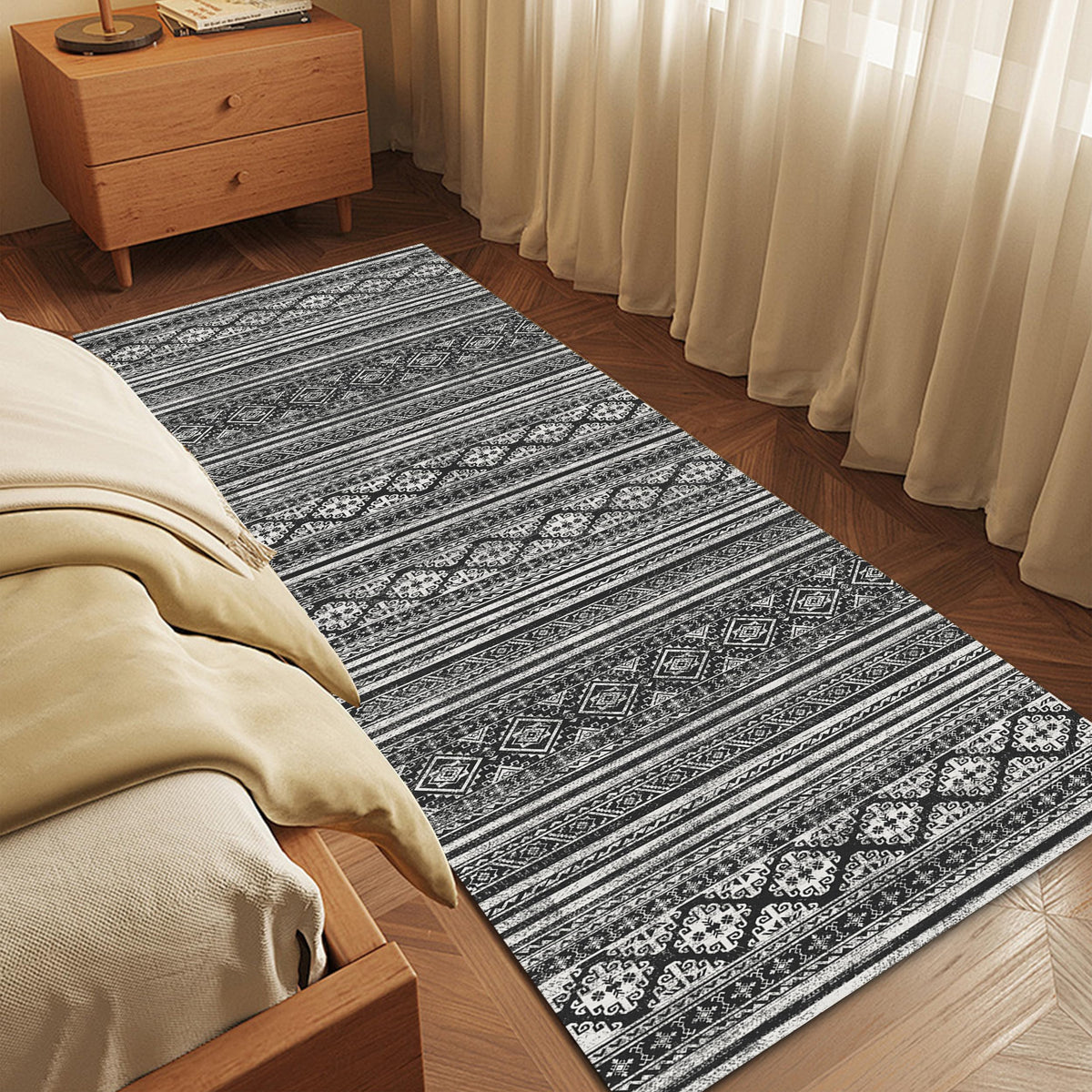 RUGSURE Washable Area Rugs 9' x 12' - 1/6 Thick - Moroccan-Inspired -Stain & Water Resistant Non-Slip - Resistant Rug for Living Room, Bedroom, Nursery, Pet & Child Friendly (Blue and Brown)