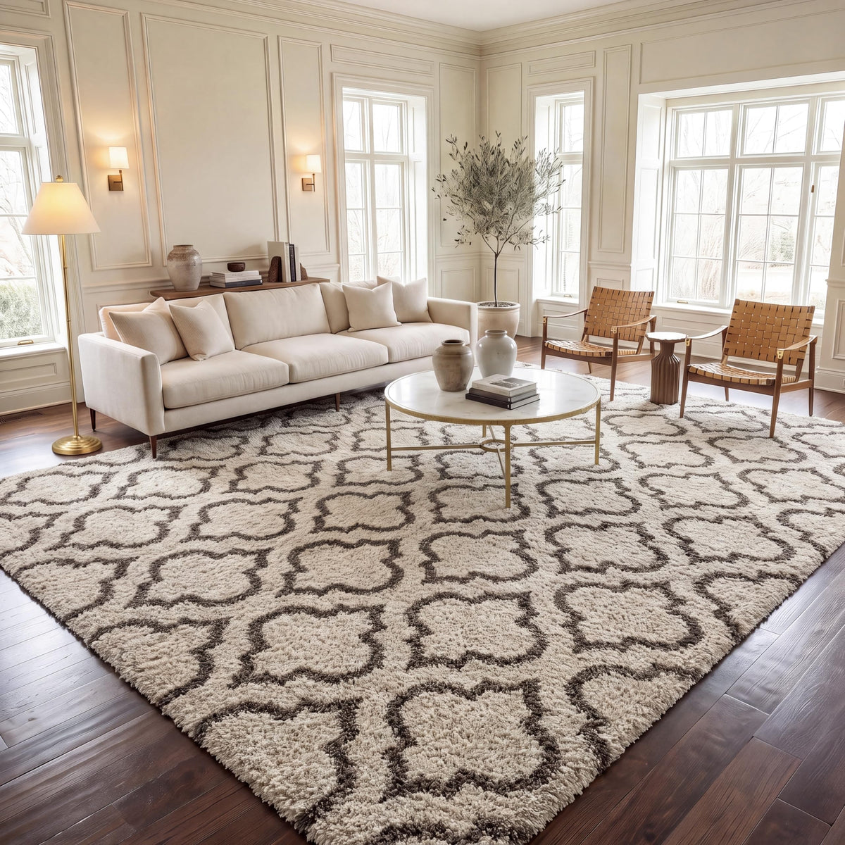 SAFAVIEH Hudson Shag Rug 8x10, Plush Large Multi Ivory & Beige SGH284E