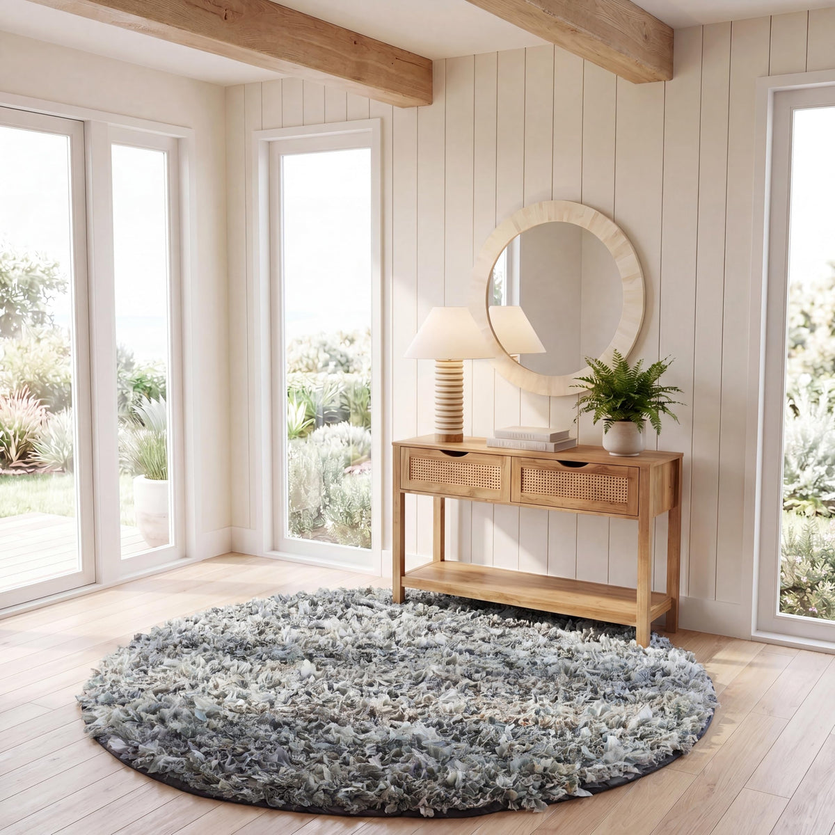 SAFAVIEH Rio Shag Collection Area Rug - 5' x 8', Creme, Handmade Decorative, 3.5-inch Thick Ideal for High Traffic Areas in Living Room, Bedroom (SG951W)